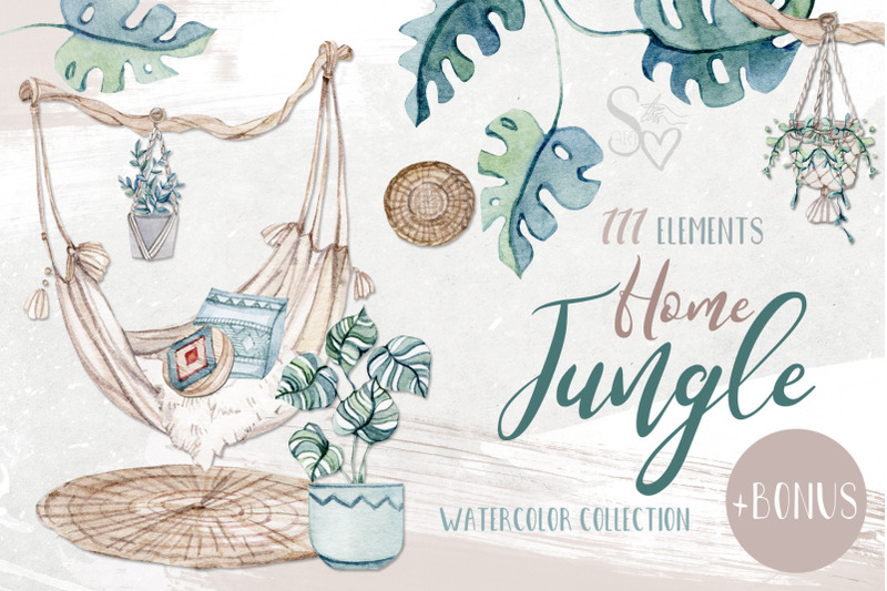 watercolor-set-home-jungle