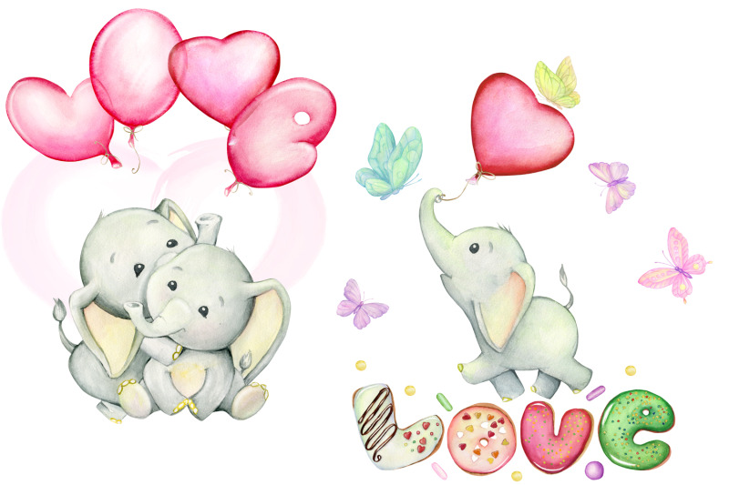 cute-little-elephants-balloons-and-flowers-watercolor-digital-pictu