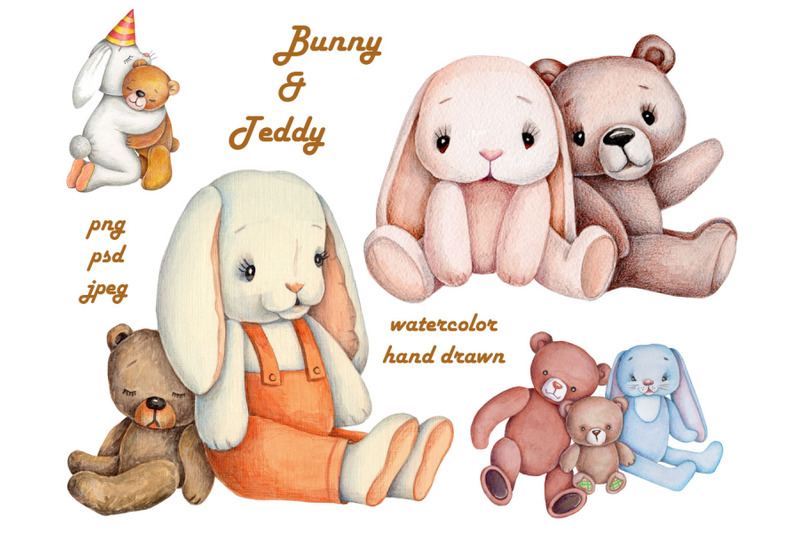 bunny-and-teddy-watercolor-cute-illustrations-for-kids