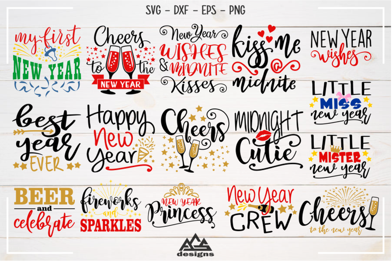 new-year-quotes-bundle-svg-design