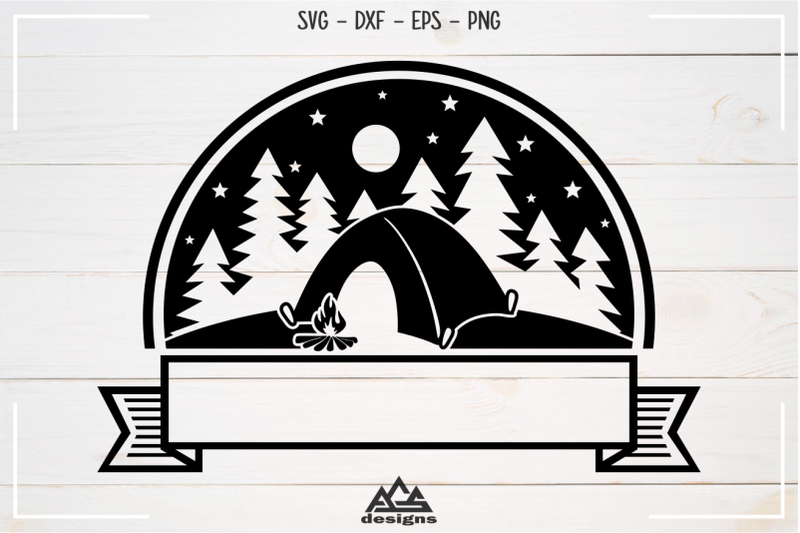 Download Camp Camping Ribbon Svg Design By AgsDesign ...