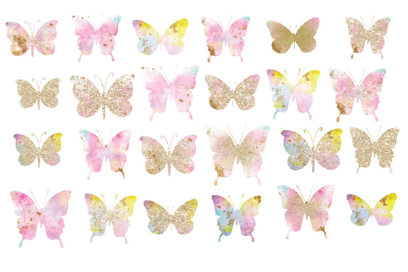 watercolor-and-gold-glitter-butterfly-clipart
