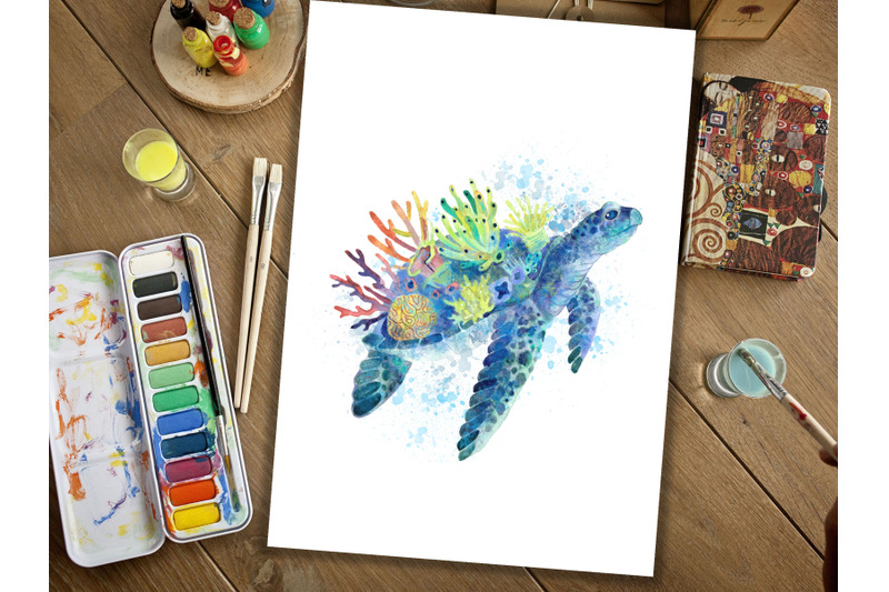 turtle-painting-art-print-animal-watercolour-paintings-colourful-an