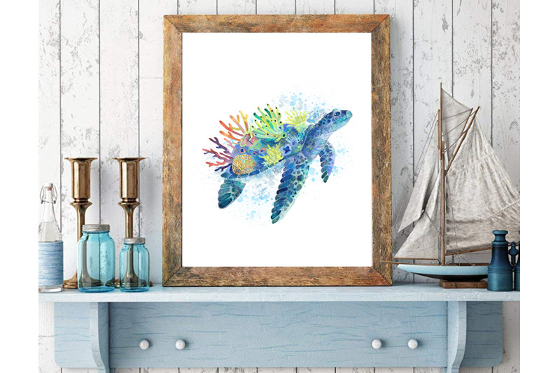 turtle-painting-art-print-animal-watercolour-paintings-colourful-an