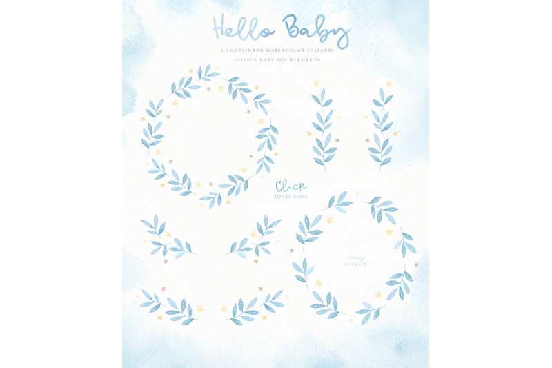 hello-baby-blue-watercolor-clip-arts
