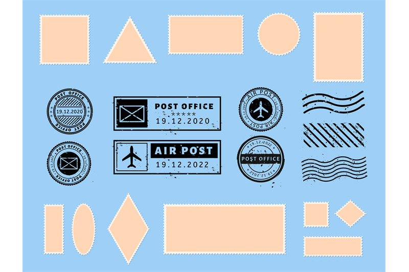 postcard-stamp-paper-postcards-and-air-boarder-stamp-frames-passport