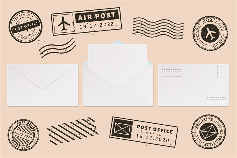 envelope-template-with-stamp-label-mail-letter-and-post-stamps-open