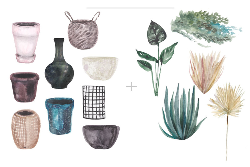 watercolor-indoor-plants-geenery-dried-palms-and-pots-creator