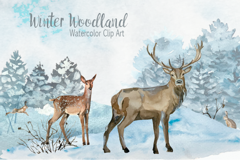 watercolor-winter-woodland-clip-art-set