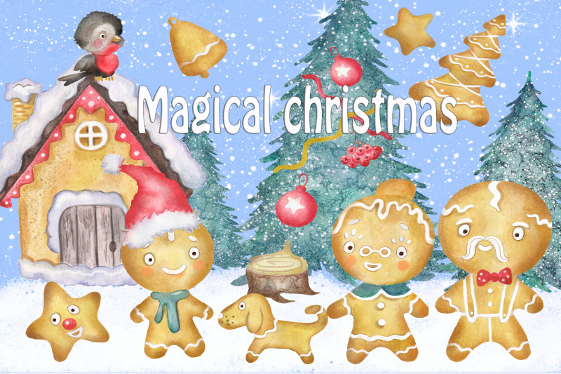 watercolor-clipart-magic-christmas-gingerbread-men