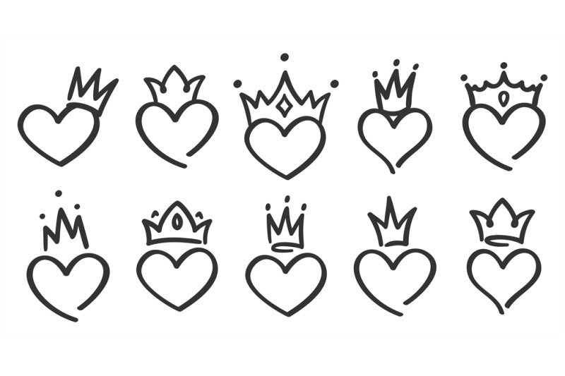 hand-drawn-crowned-hearts-doodle-princess-king-and-queen-crown-on-he