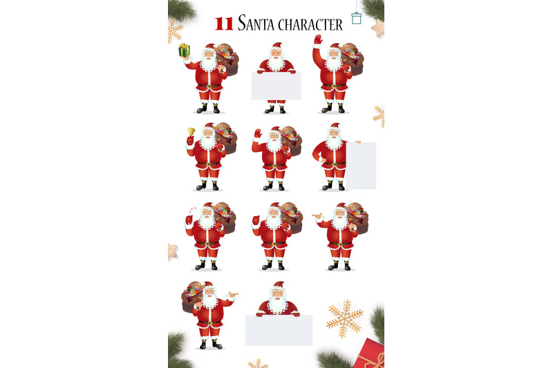 santa-character-vector-christmas-set