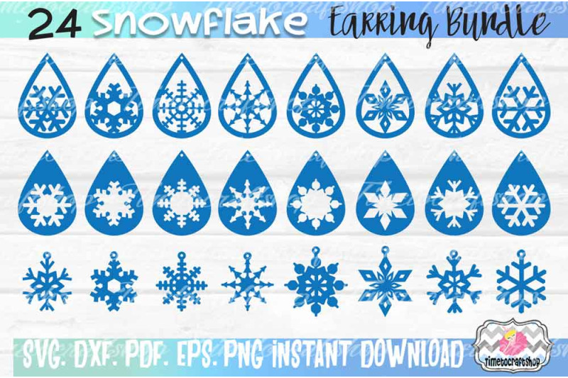 svg-dxf-pdf-png-and-eps-24-snowflake-earring-template-bundle-faux