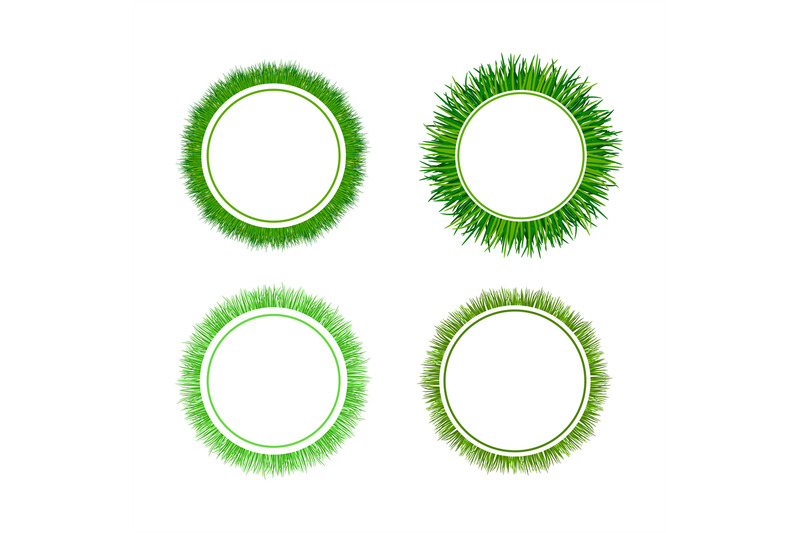 green-grass-circular-frames-set