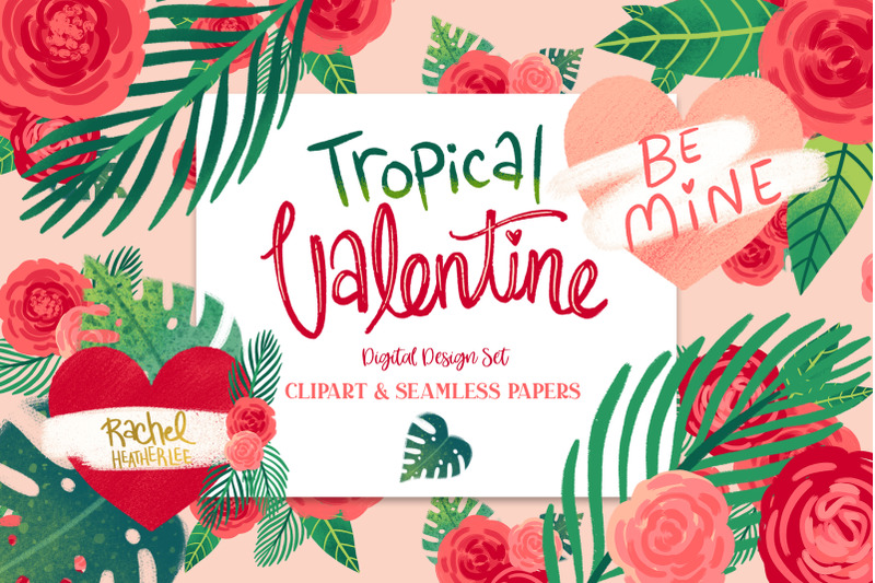 tropical-valentine-clipart-amp-pattern-collection