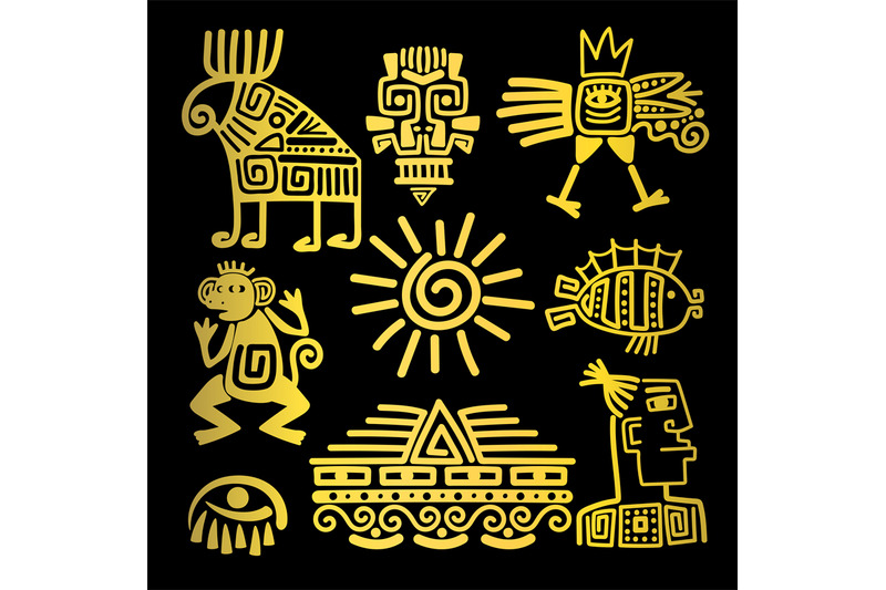 maya-style-gold-linear-totem-icons