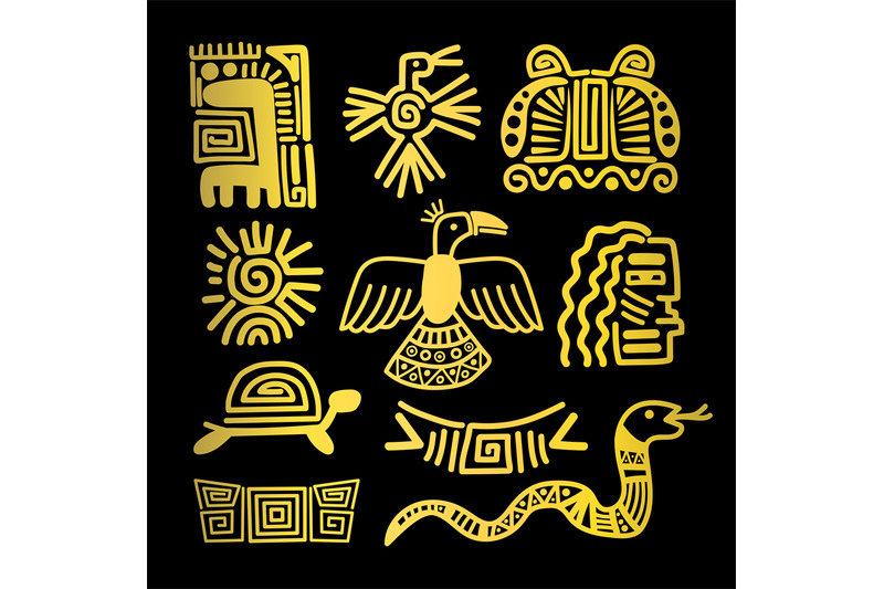 tribal-indian-golden-symbols