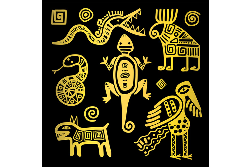 mexican-culture-golden-tribal-signs