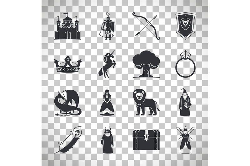fairytale-icons-on-transparent-background