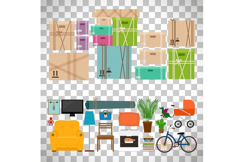 furniture-and-boxes-icons-set