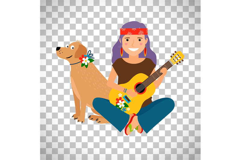 hippie-girl-with-guitar-and-dog