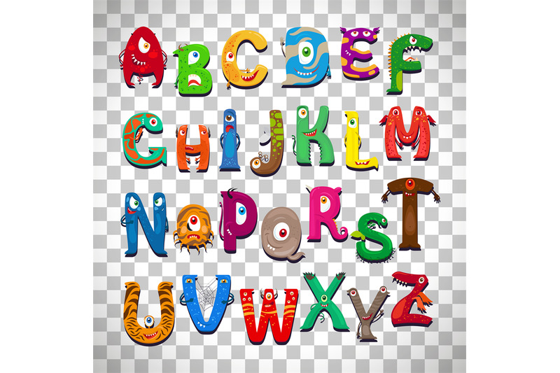 monster-alphabet-on-transparent-background