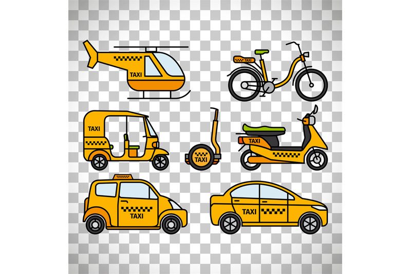 taxi-types-icons-on-transparent-background