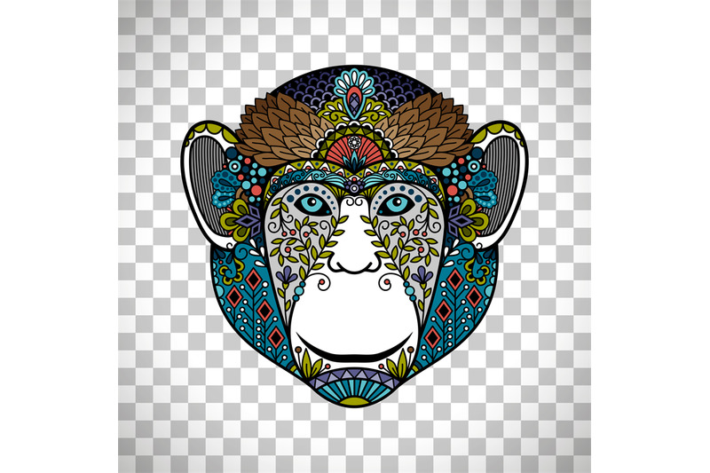monkey-head-totem-with-ethnic-ornament