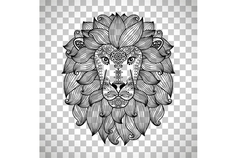 lion-head-with-ethnic-floral-pattern