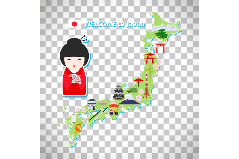 japan-travel-map-on-transparent-background