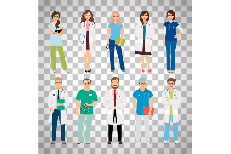 medical-team-workers-on-transparent-background