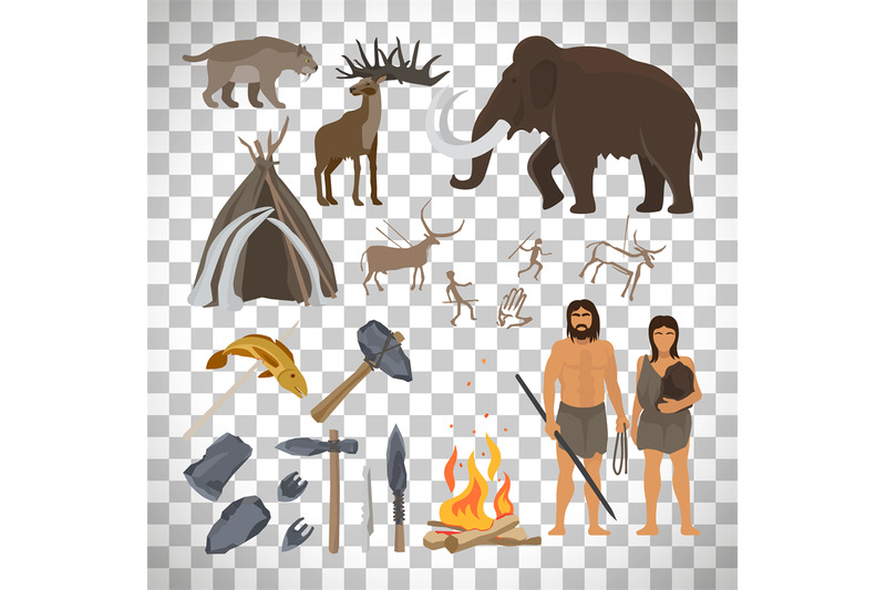 stone-age-icons-on-transparent-background