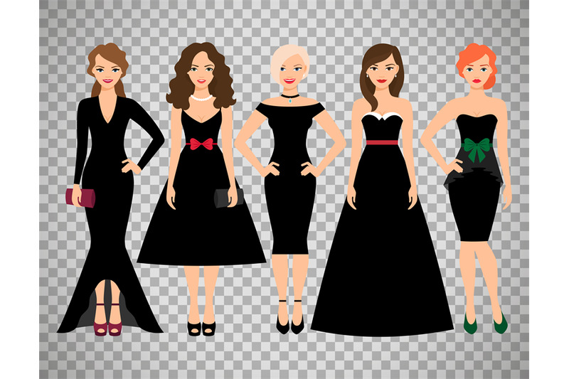 young-women-in-different-black-dresses