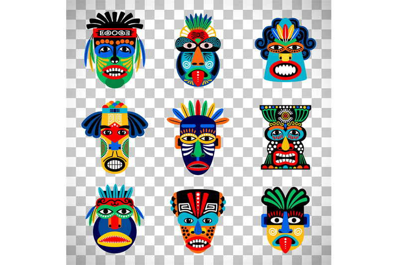 aztec-mask-set-on-transparent-background