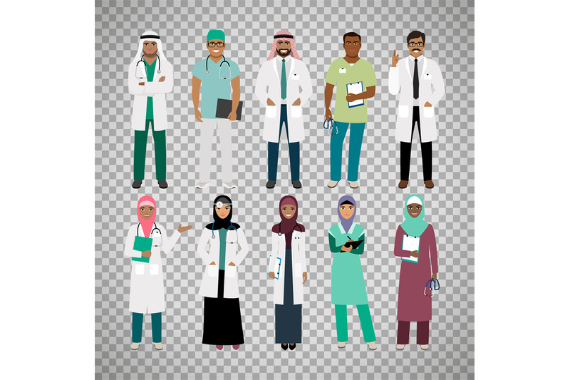 muslims-healthcare-staff-on-transparent-background