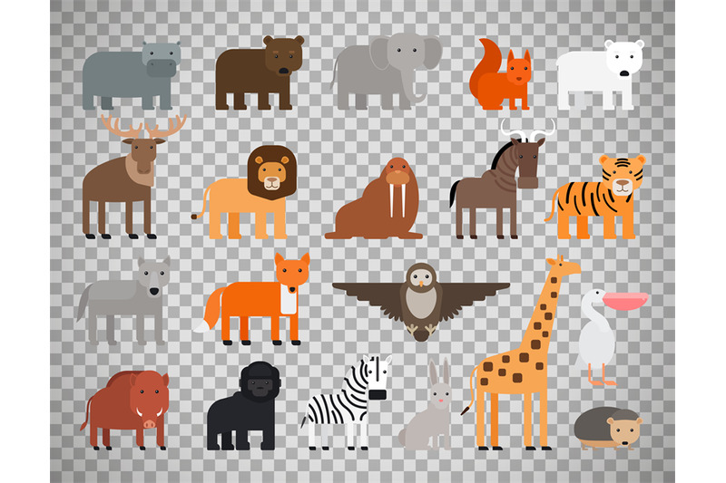 zoo-animals-set-on-transparent-background