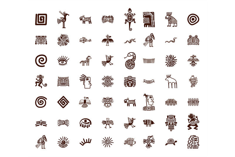 brown-tribal-symbols-set