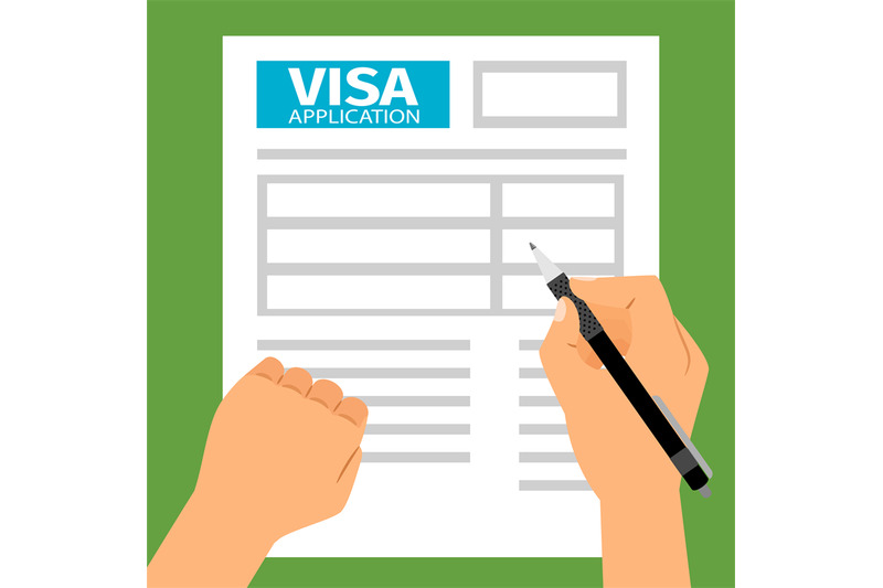 man-hands-filling-out-visa-application