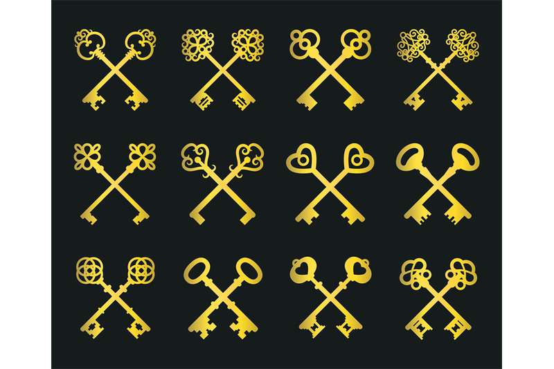 old-golden-crossed-keys-set