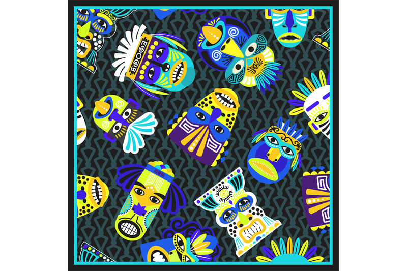 blue-psychedelic-bandana-with-masks-pattern