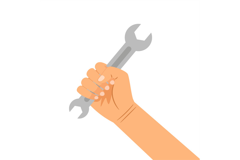 hand-with-wrench-isolated-on-white