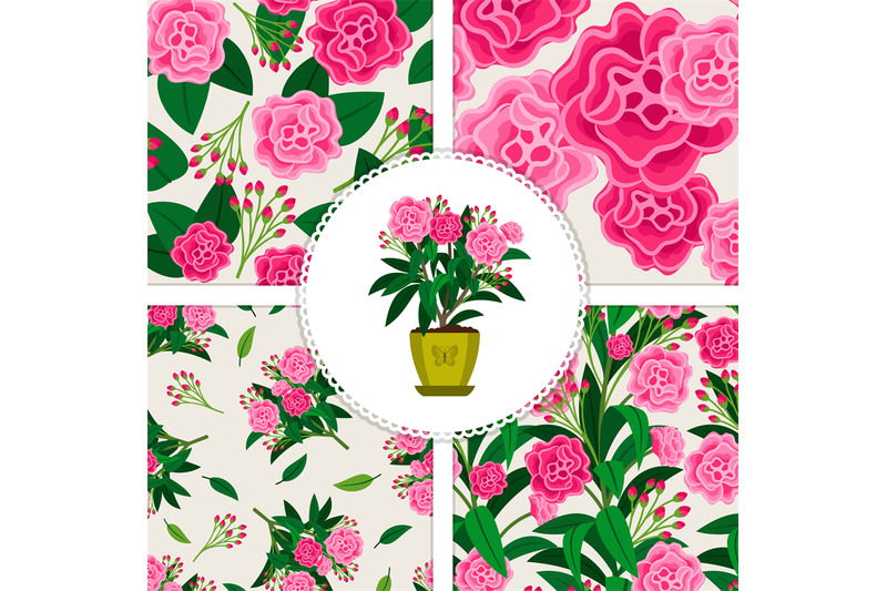 pink-flower-icon-and-patterns-set