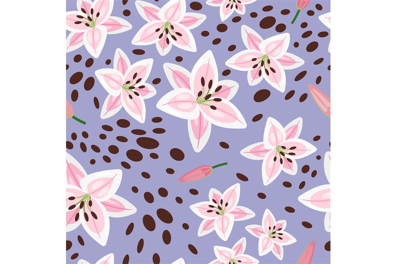 pink-lily-on-blue-background-pattern