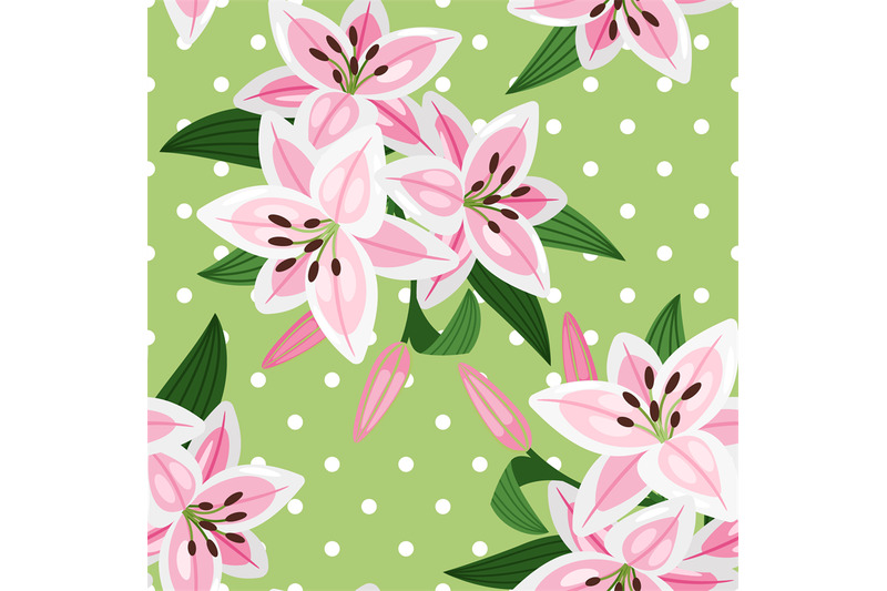 pink-lily-on-green-background-pattern