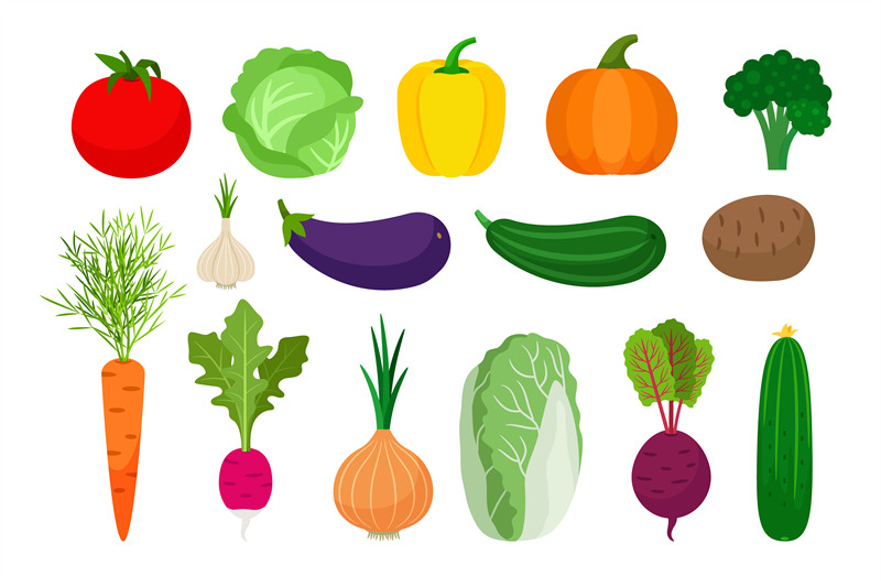 vegetables-flat-icons-set