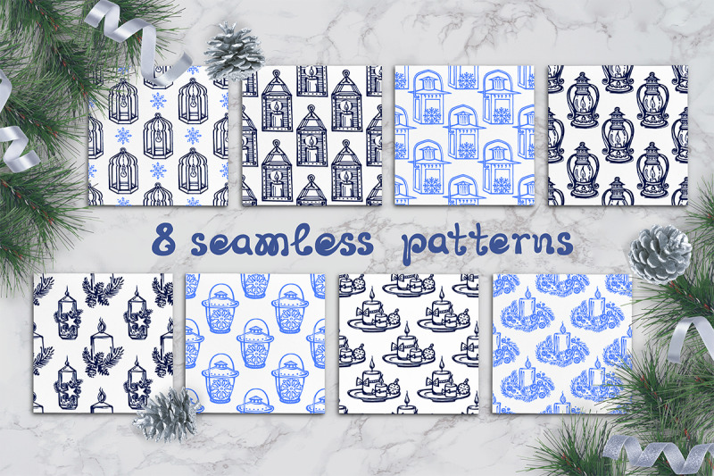 8-seamless-patterns-with-christmas-candles-and-lanterns