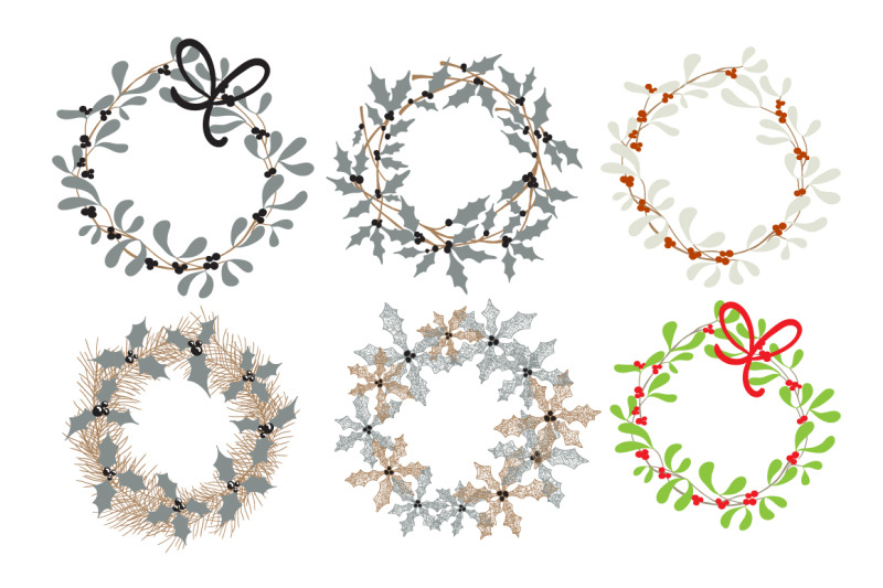 set-of-christmas-wreaths