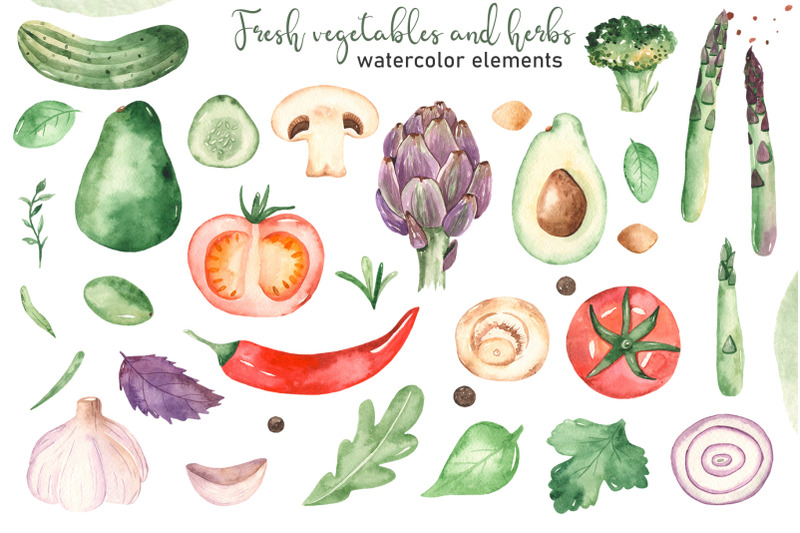vegetables-and-herbs-watercolor-collection-clipart