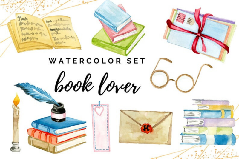 waterolor-books-and-candles