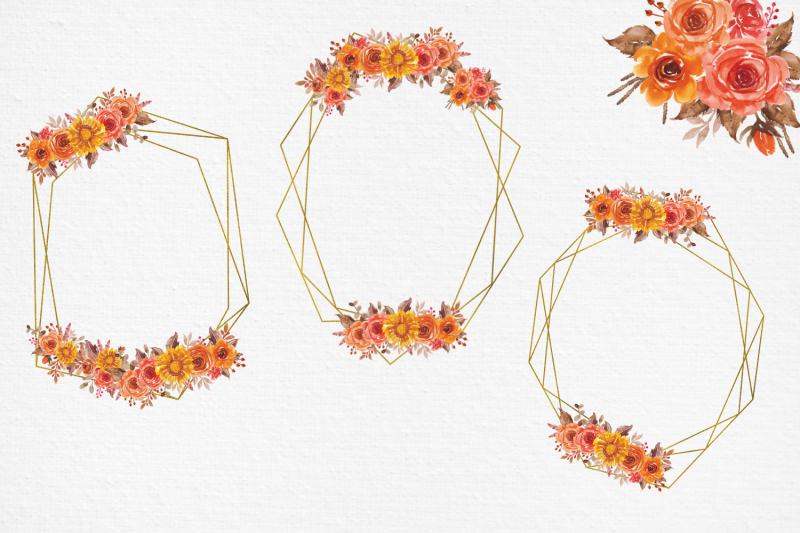 fall-flowers-watercolor-frames-geometric-frames